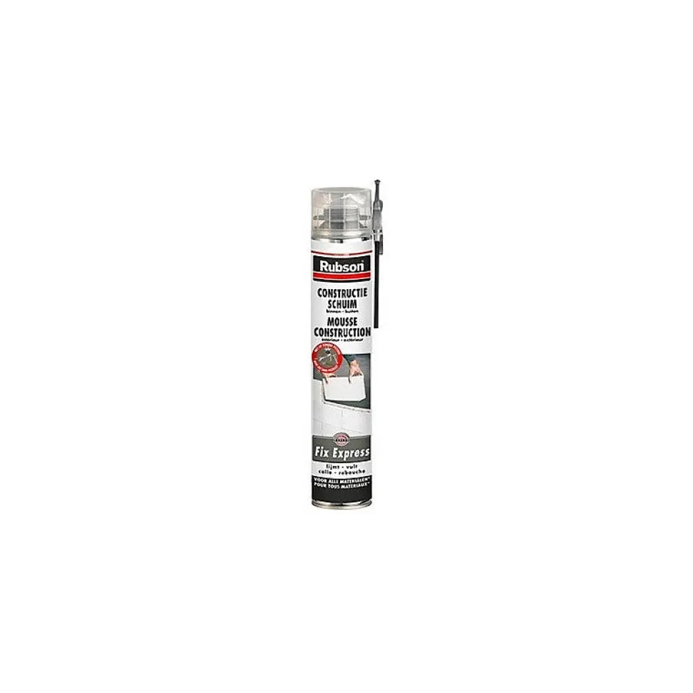 RUBSON Pack 24 Mousses construction 750ml Fix Express + 3 Nettoyants FoamCleaner 929 500ml Penosil + Pistolet