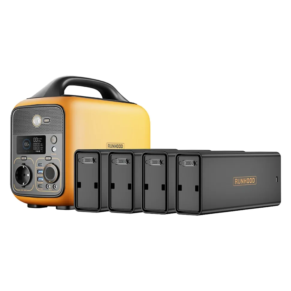 RUNHOOD HE600 + 4 EB324 - Station Modulaire 600 W 1296 Wh avec Hot-Swap