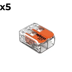 Sachet de 5 bornes 2 entrées S221 - Wago