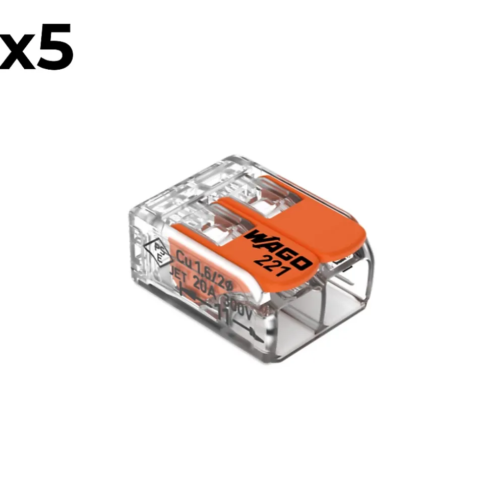 Sachet de 5 bornes 2 entrées S221 - Wago
