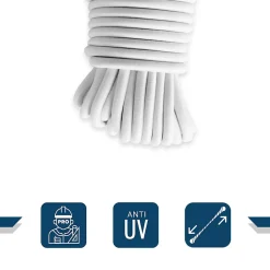 Sandow élastique Blanc 20 mètres - Qualité PRO TECPLAST 9SW - Tendeur pour bâche de diamètre 9 mm