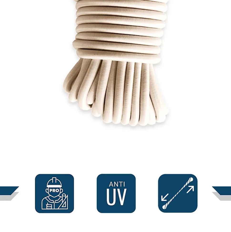 Sandow élastique Ivoire 30 mètres - Qualité PRO TECPLAST 9SW - Tendeur pour bâche de diamètre 9 mm