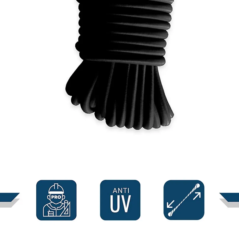 Sandow élastique Noir 80 mètres - Qualité PRO TECPLAST 9SW - Tendeur pour bâche de diamètre 9 mm