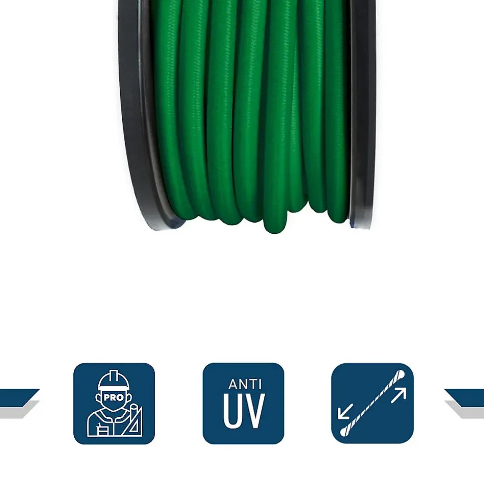 Sandow élastique Vert 25 mètres - Qualité PRO TECPLAST 9SW - Tendeur pour bâche de diamètre 9 mm