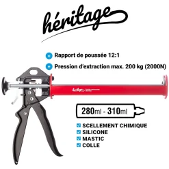 SCELL IT Pack Pistolet Heritage avec 2 Cartouches Scellement Chimique First300 Ton béton