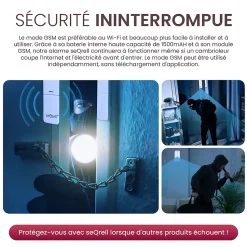seQrell, Systeme Alarme Maison sans Fil GSM 4G, WLAN avec écran Tactile et Batterie 1500 mAh. Alexa, Application Android et iOS