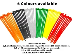Serre-câbles de couleur en nylon, différentes tailles - 500 pièces assorties