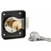 Serrure de meuble en applique pour porte d'ameublement, gauche, axe 35mm, 70x60mm, noir, 3 clés - THIRARD