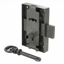 Serrure en applique axe 15 l. 30 mm x H. 70 mm x ep. 10 mm droite/gauche acier poli