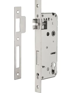 Serrure encast. Intelock trou cylindre pour poignées connectées, inox, axe50mm, entr'axes85mm, carré8, révers - INTELOCK