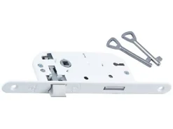 Serrure à encastrer Bricard bout rond blanc axe 40 mm