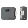 Serrure éléctrique 12V réversible en applique cylindre exterieur et bouton intérieur DOM