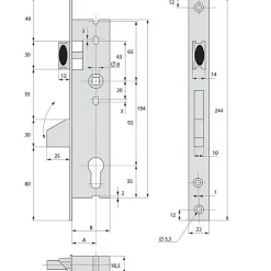 Serrure monopoint pêne dormant à bascule et demi-tour 41mm - STREMLER - 2360.41.0