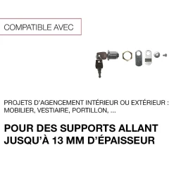Serrure multi-usages en zamak avec écrou