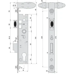 Serrure piscine monopoint double manoeuvre pêne dormant demi-tour 39mm - STREMLER - 2268.39.0