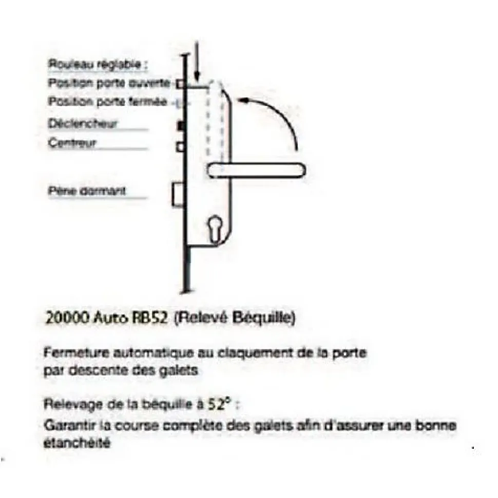 Serrure 4 points série 20215 automatique L2150mm têtière 16mm Axe 40mm sans gâche - VACHETTE - 26766000