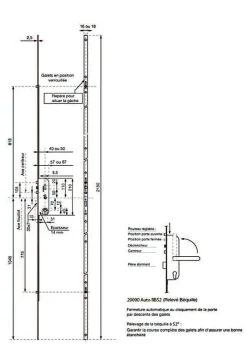 Serrure 4 points série 20215 automatique L2150mm têtière 16mm Axe 40mm sans gâche - VACHETTE - 26766000