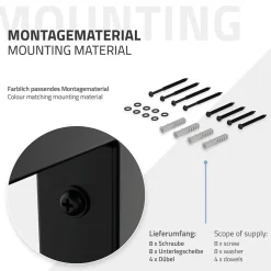 Set de 2x consoles murales support d'étagères en acier noir mat 450x150x30 mm
