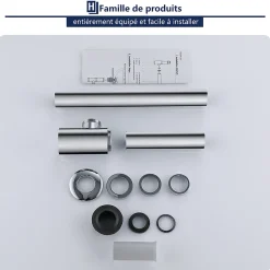 Siphon de Lavabo en Acier Inox Hauteur Reglable Set de Siphon G1 1 4 pour Vasque et Lavabo