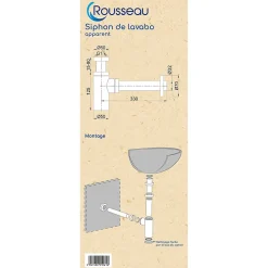 Siphon de lavabo réglable laiton brossé 70mm Rousseau