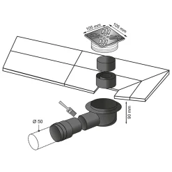 Siphon de sol / douche 100 x 100 mm Wirquin