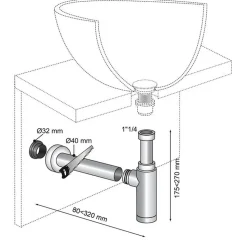 Siphon réglable Teos chromé Ø32 mm Wirquin