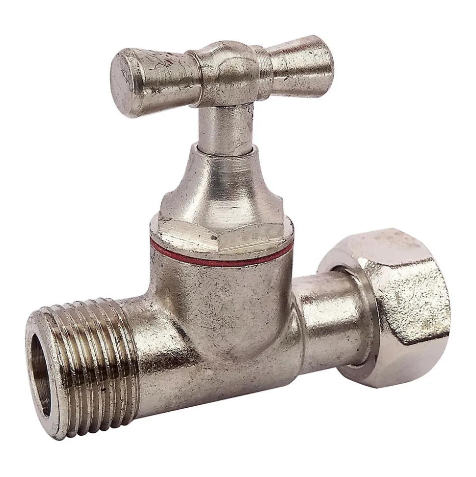 Somatherm For You - Robinet d'arrêt droit pour WC - 3/8 - Tête à clapet - Laiton nickelé