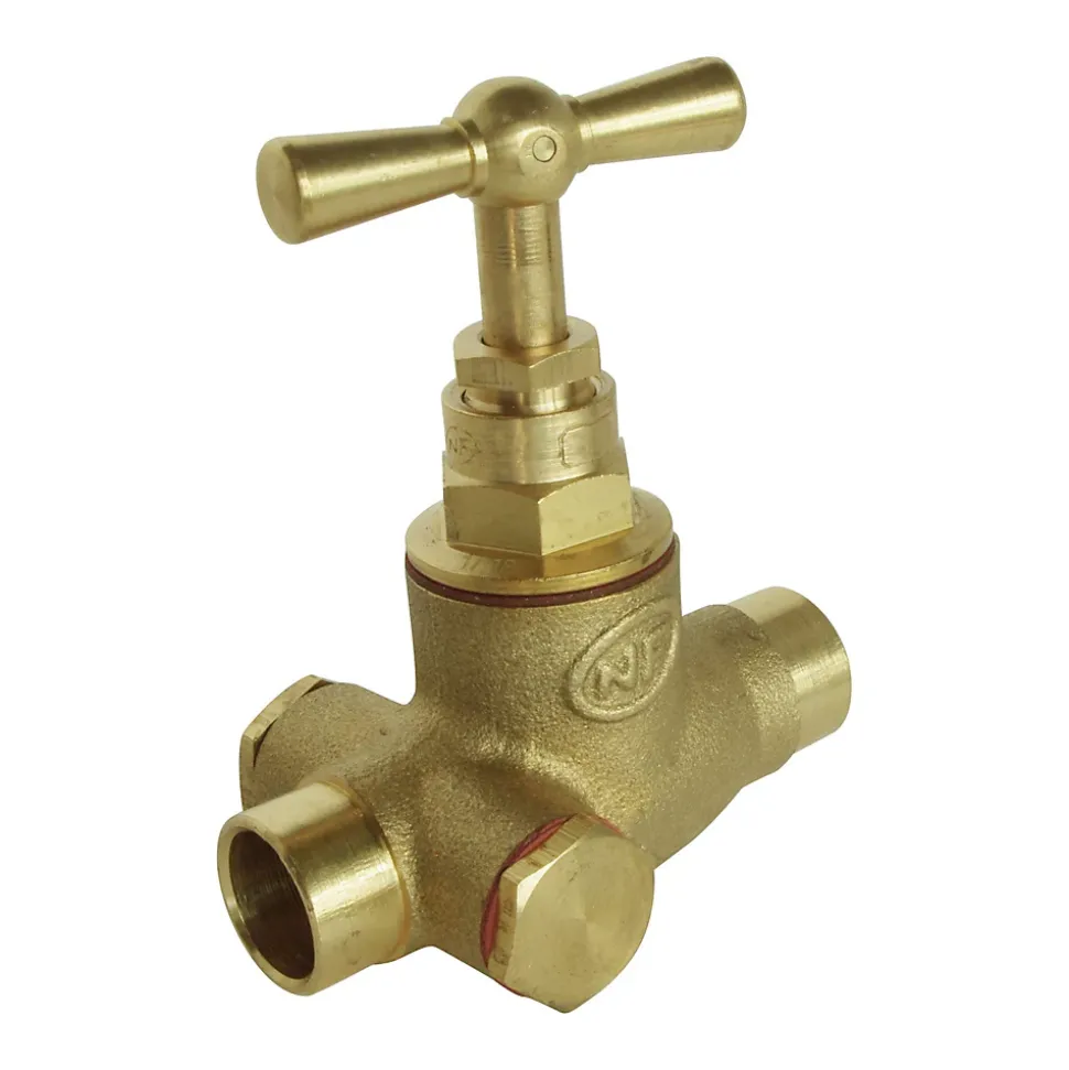 Somatherm For You - Robinet d'arrêt à potence à purge à souder - Pour tube cuivre 14mm - Laiton brut