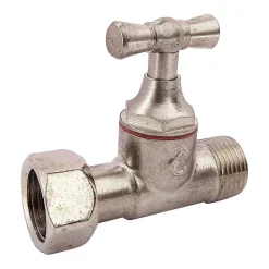 Somatherm For You - Robinet de WC 1/4 de tour droit nickelé brut M12/17 - Ecrou Prisonnier 12/17