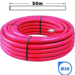 Somatherm For You - Tube multicouche D16 isolé rouge en couronne 50m - Isolant 8mm