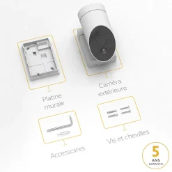 Somfy 1875326 - Outdoor Camera 2 blanche - Caméra de surveillance extérieure wifi avec détection intelligente - 1080p Full HD - Sirène 110 dB