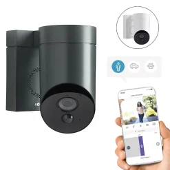 Somfy 1875326 - Outdoor Camera 2 grise - Caméra de surveillance extérieure wifi avec détection intelligente - 1080p Full HD - Sirène 110 dB