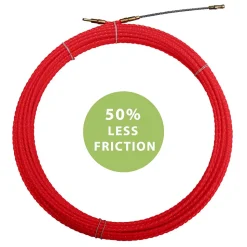 Sonde tire-fils à câble hélicoïdal, rouge, diam. 4,2 mm, 15 mètres, avec bornes M5 interchangeables