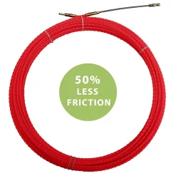 Sonde tire-fils à câble hélicoïdal, rouge, diam. 4,2 mm, 10 mètres, avec bornes M5 interchangeables