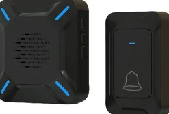 Sonnette extérieure sans fil étanche, voyant LED, portée 300 m, volume réglable sur 5 niveaux, 58 sonneries (noir)