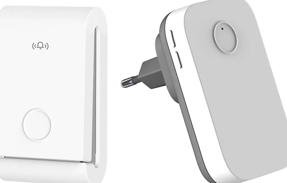 Sonnette électronique étanche à 200 m, 1 récepteur de sonnette enfichable avec 1 émetteur cinétique
