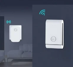 Sonnette électronique étanche à 200 m, 1 récepteur de sonnette enfichable avec 1 émetteur cinétique