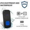 Sonnette électronique étanche IP55, portée de 300 m, 55 mélodies, 5 niveaux de volume - Noir