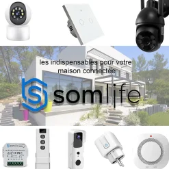 Sonnette portier SomLife app tuya smart life autonome sans fils alerte direct smartphone, vision nocture carillon fourni