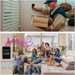 Sonnette sans fil extérieure automatique étanche sans pile monobloc