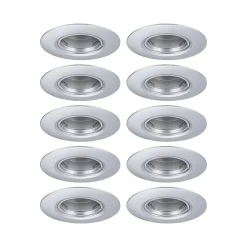 Spot encastré Kit de 10 fixe rond 90mm GU10 max. 10x10W 230V gradable Chrome mat