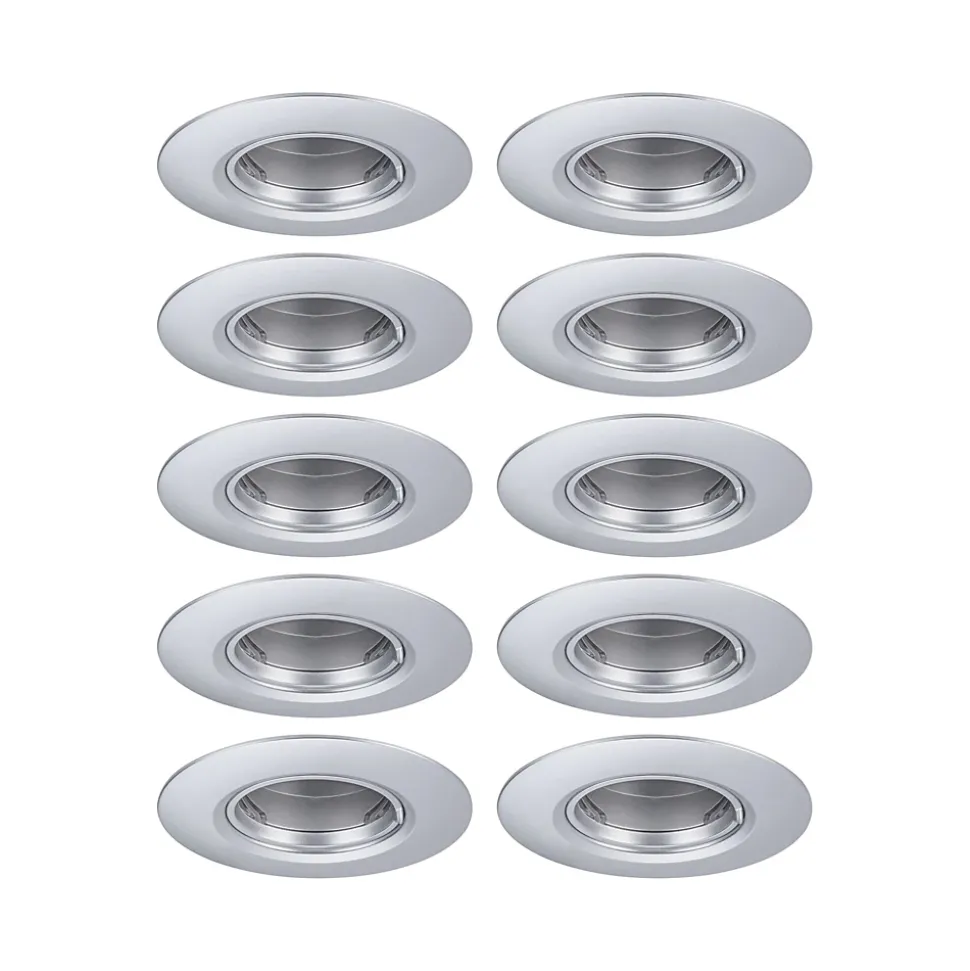 Spot encastré Kit de 10 fixe rond 90mm GU10 max. 10x10W 230V gradable Chrome mat