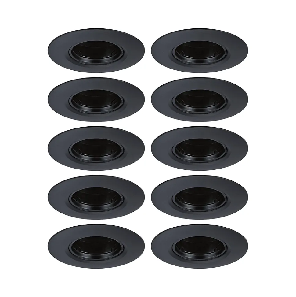Spot encastré Kit de 10 fixe rond 90mm GU10 max. 10x10W 230V gradable Noir
