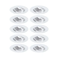 Spot encastré Kit de 10 orientable rond 90mm 30 GU10 max. 10x10W 230V gradable Blanc