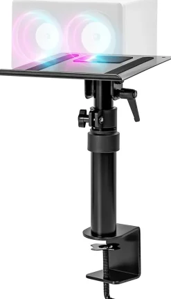 SPS15 Support d'enceintes de bureau Hauteur réglable Inclinable Rotatif Pince de fixation 24 x 20 cm Charge max 5 kg Duronic