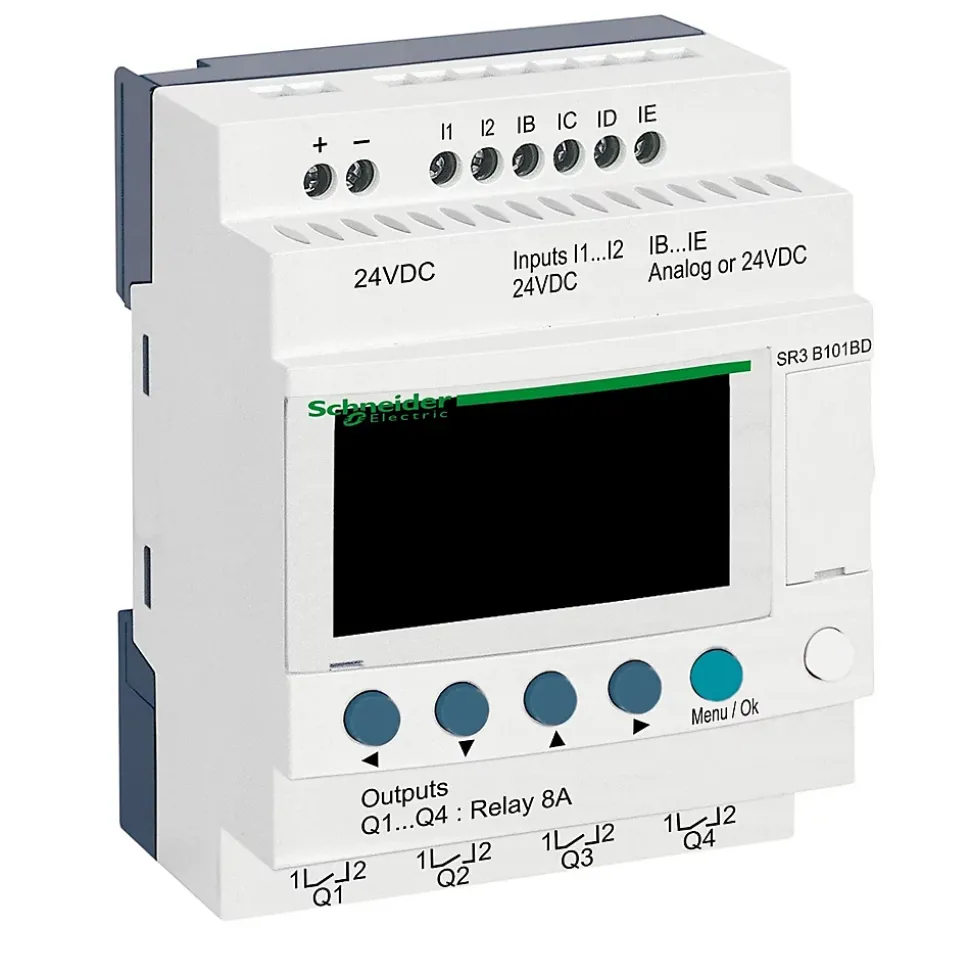 Sr3b101bd Schneider - Automate Zelio Logic - Relais Intelligent 10 E/s Extensibles - 24vcc - Horloge + Afficheur
