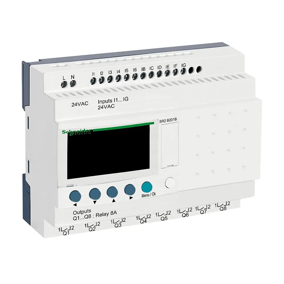Sr2b201b Schneider - Automate Relais Intelligent Compact Zelio Logic - 20 E S - 24 Vca - Horloge + Afficheur