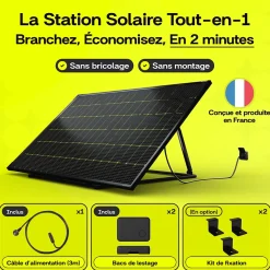 Sunology PLAY2, Kit 4 panneaux solaires complet 1840W bifacial, 4 Stations solaire livrées assemblées, Installation sol ou mur
