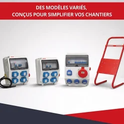 Support pour coffret électrique de chantier ATOLE - Compatible Monophasé & Triphasé - Socle Métallique 635 x 265 mm