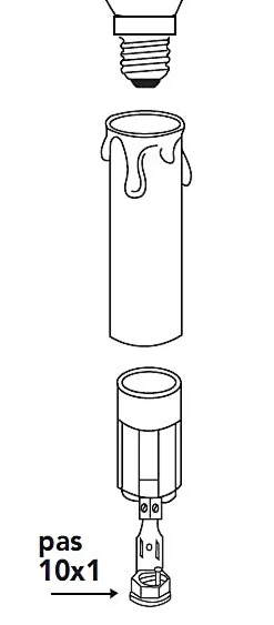 Supports bougies E14 2A 250V 60W femelle pas 10x1 H.65mm